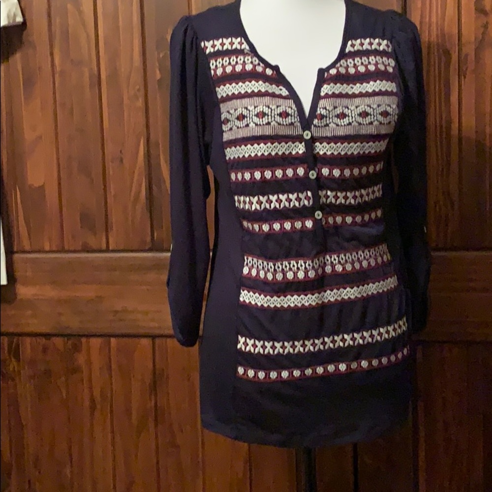 NWT navy blue top with roll tab sleeve